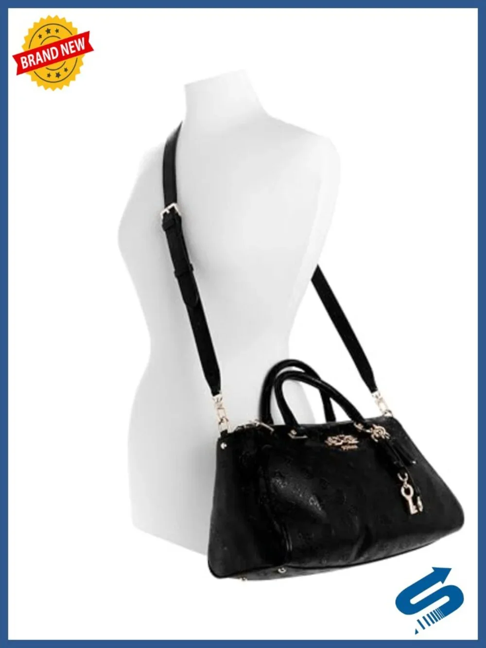 Large Box Satchel with Gold Hardware - Crossbody Satchel Bag